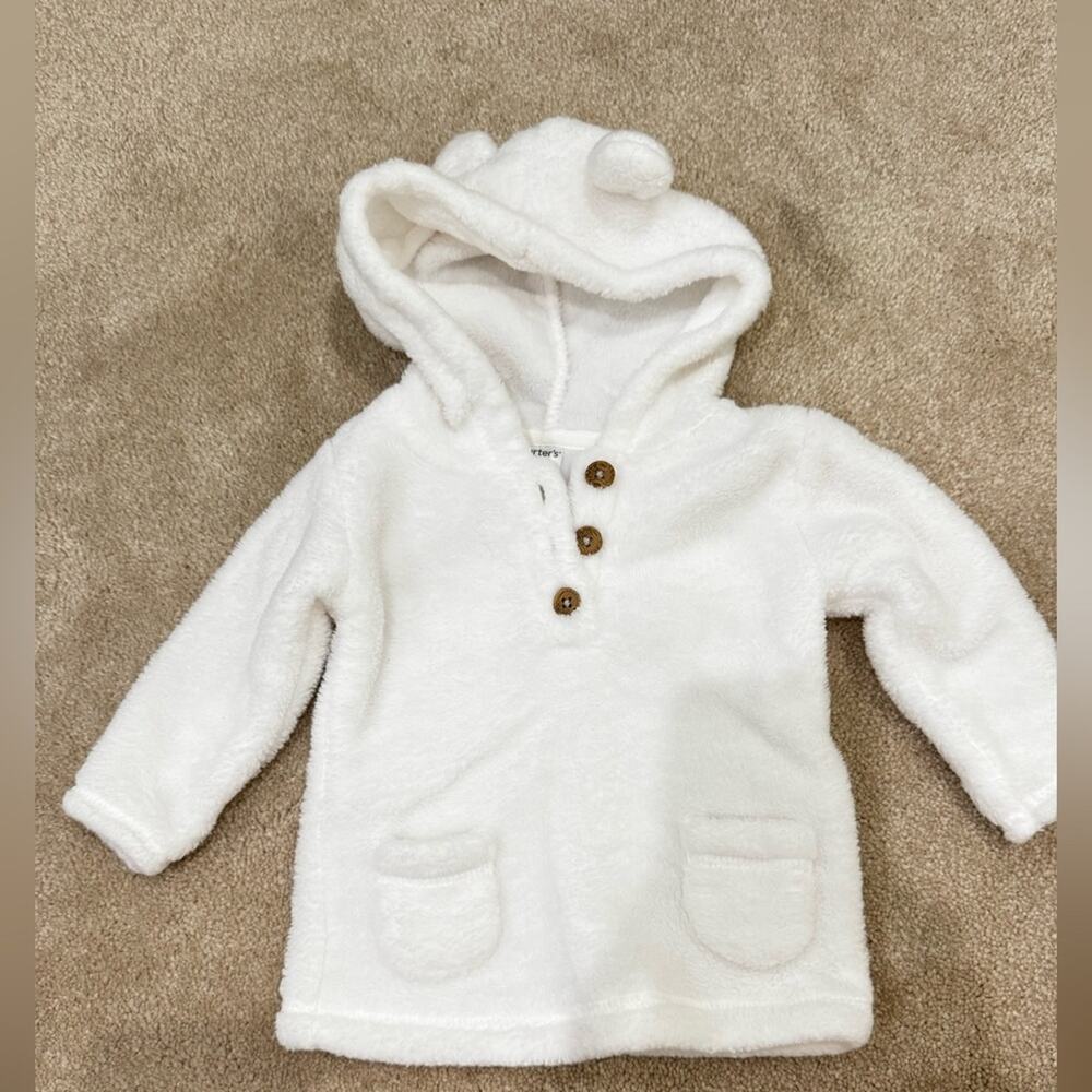 Carter's Plush White Hooded Jacket, size 6m